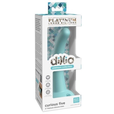 Embalagem de dildo em silicone azul claro da coleção Platinum da Dilio