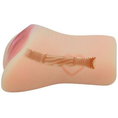 Masturbador masculino em silicone cor pele com textura interna visível