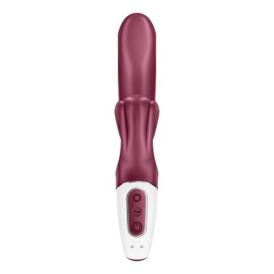 Vibrador vinho com base branca e botões