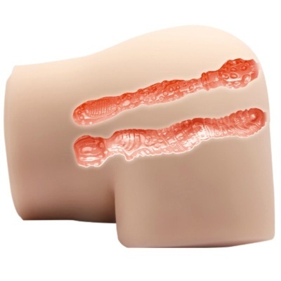 Produto silicone com cavidades vermelhas e textura irregular