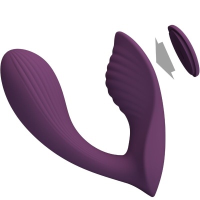 Vibrador sexual roxo com textura e peça destacável