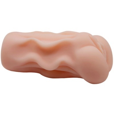 Masturbador masculino de silicone cor pele com textura ondulada.
