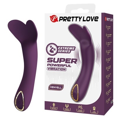 Vibrador roxo escuro Pretty Love com embalagem branca e roxa