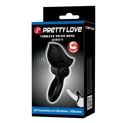 Embalagem preta de anel vibratório de silicone PRETTY LOVE Vibrant Penis Ring Adrien