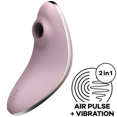 Produto lavanda em silicone com design curvo e texto '2 in1 AIR PULSE + VIBRATION'