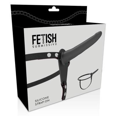 Embalagem de Fetish Submissive com strap-on em silicone preto