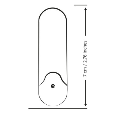 Desenho técnico de objeto vertical com cantos arredondados e medida de 7 cm