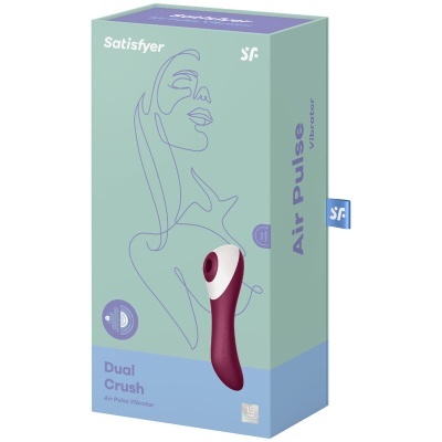 Caixa do vibrador Satisfyer Air Pulse Dual Crush com ilustração e texto