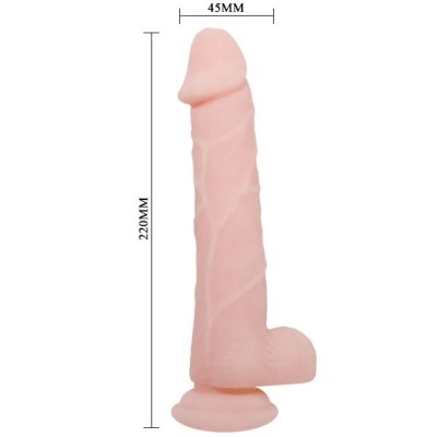 Dildo cor de pele com dimensões 220MM x 45MM e base redonda