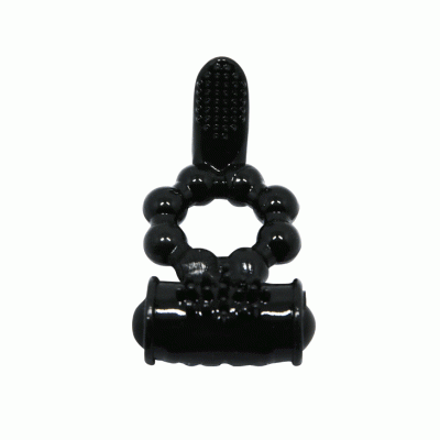 anel preto de silicone texturizado sobre fundo branco