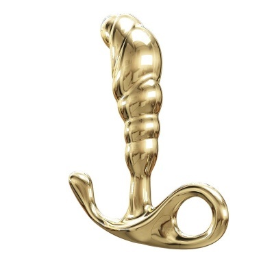 Produto metálico dourado com base circular e textura espiral