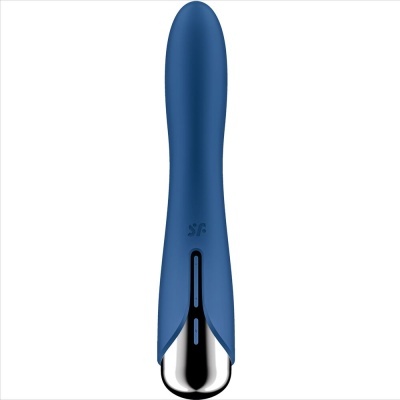 Vibrador azul com detalhes prateados e logótipo SF