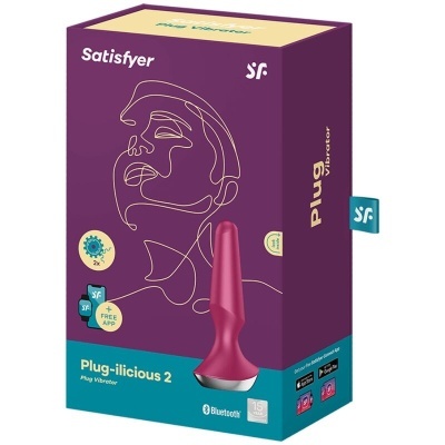 Caixa de vibrador plug cor de vinho da marca Satisfyer