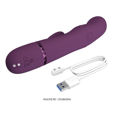 Vibrador roxo com cabo USB para carregamento magnético