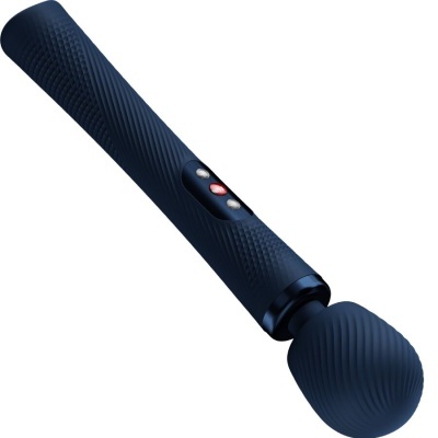 Vibrador massajador azul escuro com textura e botões