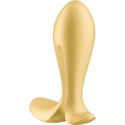 Plug anal dourado com base larga em fundo branco