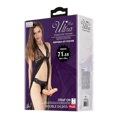 Embalagem de kit de dunplae dildos com harness e lingerie preta
