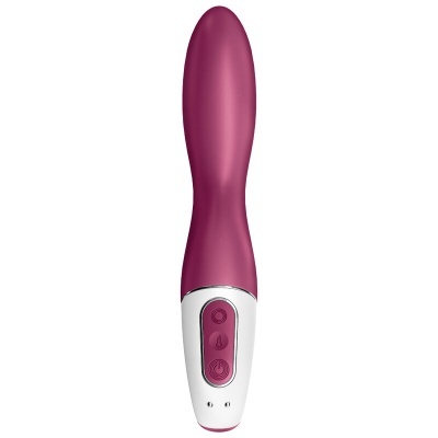 vibrador roxo de silicone com base branca e botões