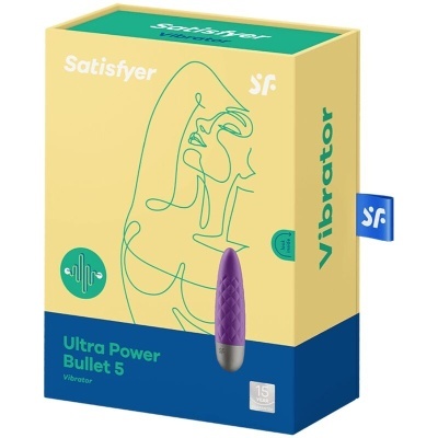 Embalagem do vibrador Satisfyer Ultra Power Bullet 5 com vibrador roxo visível
