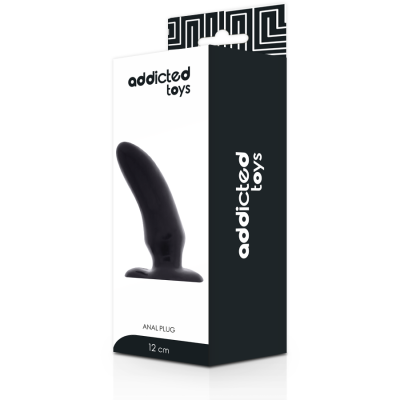 Embalagem com plug anal preto de silicone 12 cm