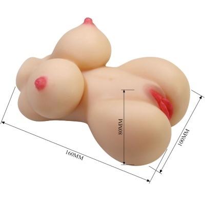 Modelo de corpo feminino em silicone com medidas em fundo branco