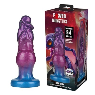 Dildo silicone roxo para azul com caixa Power Monsters