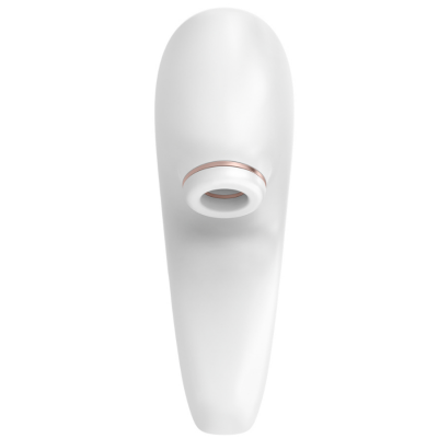 Dispositivo ergonómico branco com detalhe rosa metálico