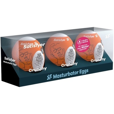 três ovos masturbadores Satisfyer Crunchy em caixa