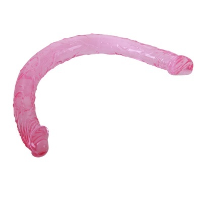 Produto duplo de silicone flexível cor rosa com textura e formato curvo