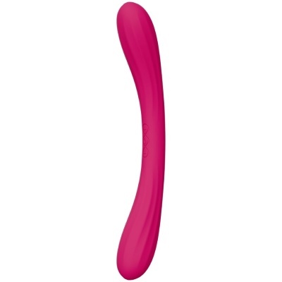 Vibrador rosa curvo de silicone com botões embutidos