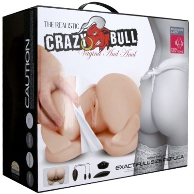Caixa do produto adulto com réplica anatômica 'Crazy Bull'. 