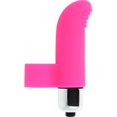 Vibrador rosa pequeno com textura e botão preto
