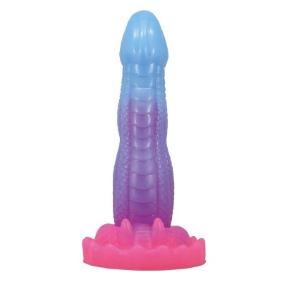 Produto em silicone com formato fálico colorido e texturizado