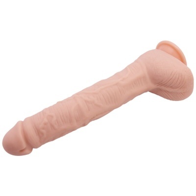 Dildo realista com ventosa cor de pele sobre fundo branco