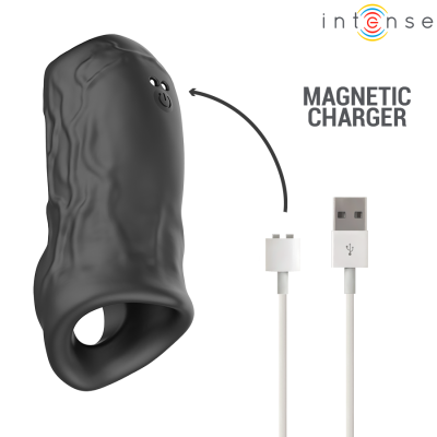 Anel negro texturado com cabo USB Branco para carregamento magnético