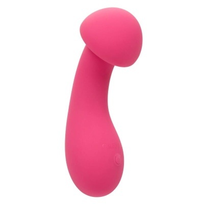 Vibrador rosa curvo com ponta arredondada
