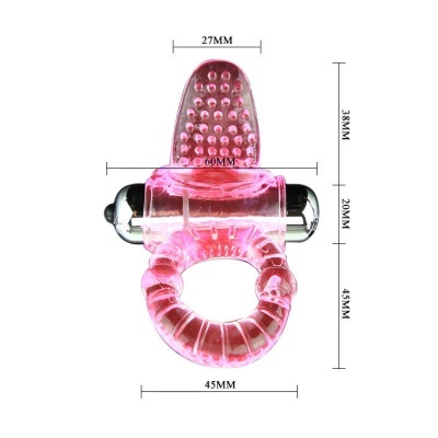 Anel cor-de-rosa translúcido com textura pontilhada e detalhes em plástico