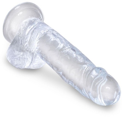 Dildo transparente com textura detalhada e base alargada