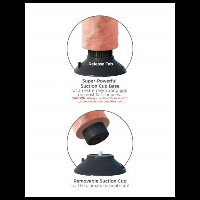 Ventosa de sucção removível com base preta e botão rotativo com texto explicativo em inglês.