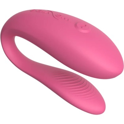 Vibrador cor-de-rosa com textura e botão de power