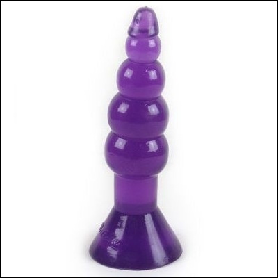 Brinquedo de silicone roxo cónico com base alargada