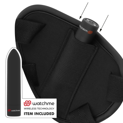 Braçadeira preta com dispositivo portátil e texto watchme