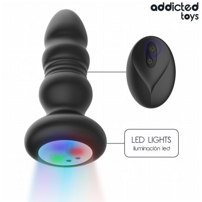 Brinquedo sexual preto com luzes LED e controlo remoto preto