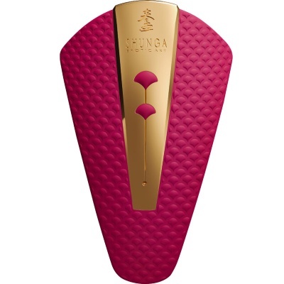 Embalagem vermelha texturizada com detalhe dourado metálico e texto SHUNGA BODY CARE