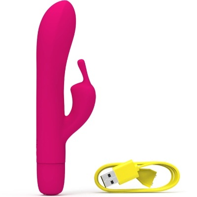 Vibrador rosa com cabo USB amarelo
