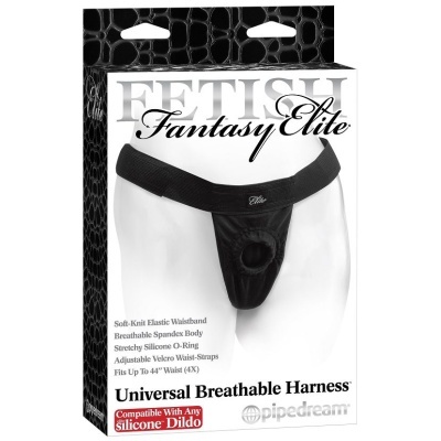 Cinta de arnês preto Fetish Fantasy Elite na embalagem