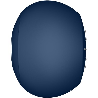 Mala ovalada rígida azul escuro com fechadura e alças laterais