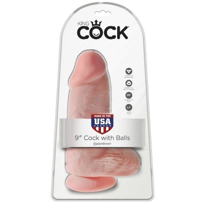 Dildo realista cor de pele com testículos em embalagem transparente