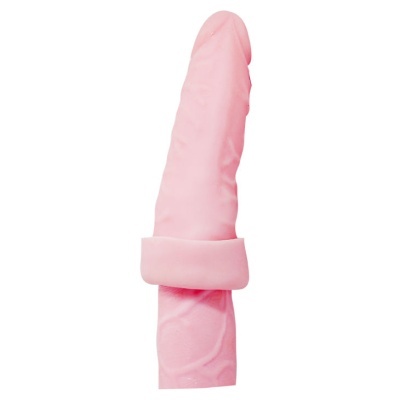 Produto silicone rosa modelado com textura e dobra na extremidade