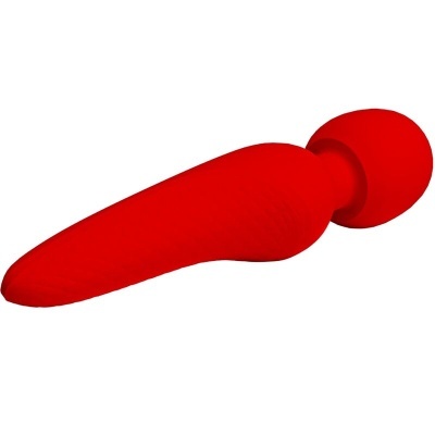 Vibrador vermelho de silicone com ponta alongada e base arredondada